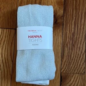 Hanna Andersson Silver Lurex Footed Tights